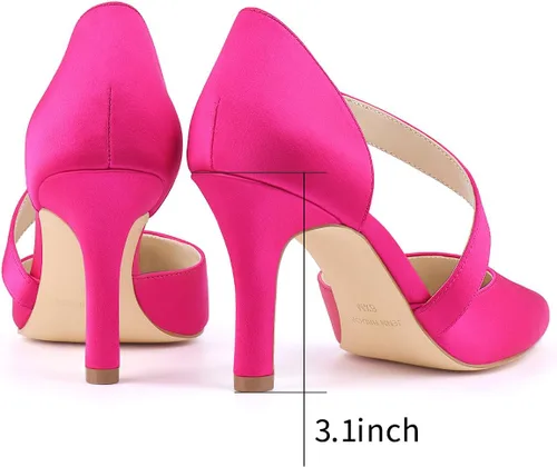 Vista 2 de JENN ARDOR D'Orsay - Zapatos de tacón medio para mujer, tacones de aguja cerrados, punta cerrada, zapatos de fiesta para boda y novia