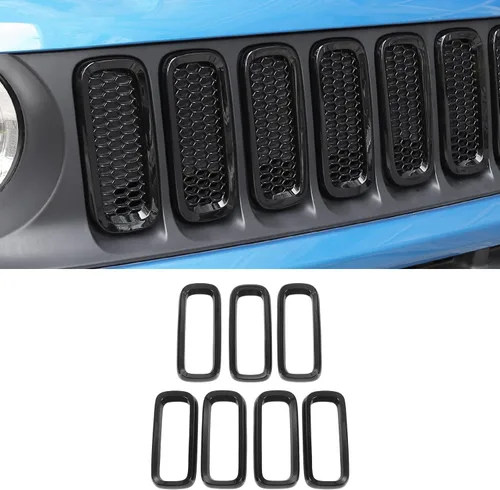 Vista 2 de CheroCar Para insertos de parrilla Renegade, cubierta protectora de rejilla delantera para Jeep Renegade 2016-2018