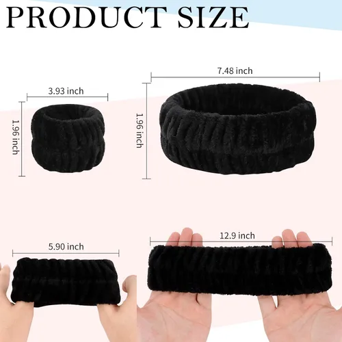 Vista 2 de YARIEW Juego de 9 diademas de spa y muñequeras, 3 piezas de maquillaje facial para lavado facial, diademas para la cabeza y 6 muñequeras para lavar