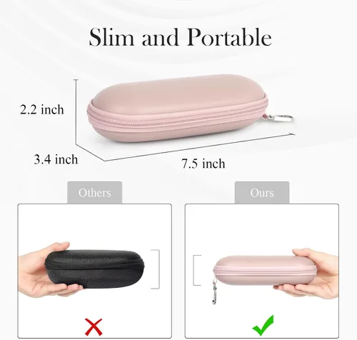 Vista 2 de Estuche delgado para lentes, organizador portátil de lentes de sol de viaje con mosquetón, almacenamiento de gafas con cremallera para hombres