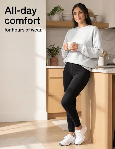 Vista 5 de no nonsense Leggings para mujer: cintura elástica suave al tacto de algodón Negro