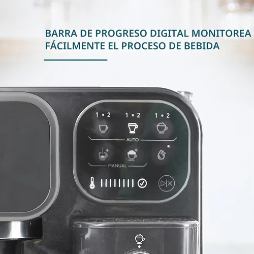 Vista 5 de Mr. Coffee Prima Latte Luxe, café expreso individual/doble, capuchino, máquina de café con leche con espumador optimizado y práctico panel