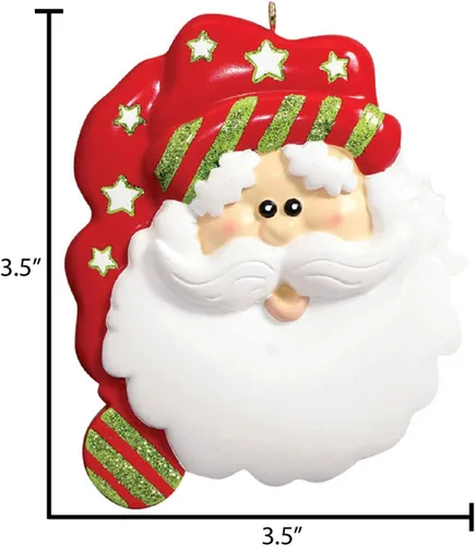 Vista 3 de Adornos de Navidad personalizados 2025 – Adornos de cabeza de Papá Noel, con sombrero de dormir, recuerdo para árbol