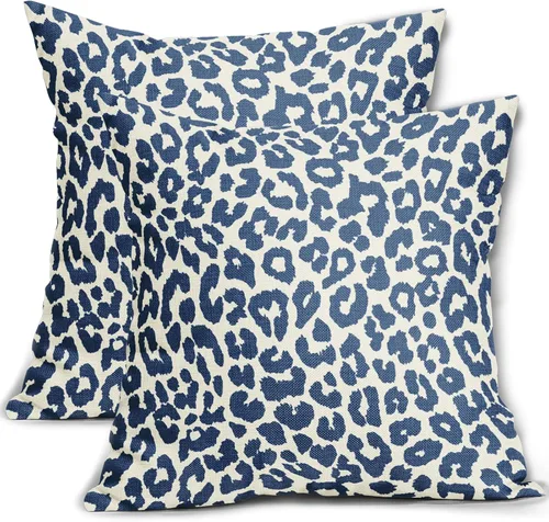 Vista 24 de Juego de 2 fundas de almohada con estampado de leopardo negro de 16 x 16 pulgadas, diseño de animal de guepardo, chinoiserie, fundas de almohada