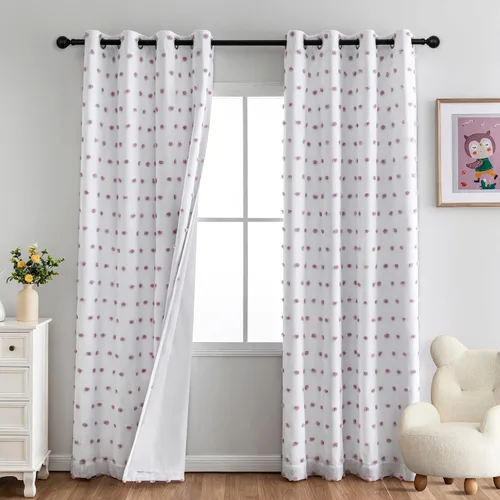 Vista 44 de MYSKY HOME - Cortinas opacas rosadas para dormitorio de niñas de 54 pulgadas de largo, cortinas cortas para tratamiento de ventanas, 100% cortinas