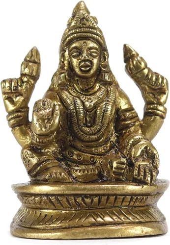 Vista 14 de ASHIRWAD Escultura de estatua de ídolo de latón para Diwali Pooja, templo, decoración del hogar, Vastu Laxmi Devi Maa AE000006-18 (Laxmi-18)