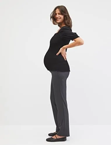 Vista 2 de Motherhood Maternity Pantalón de pierna recta bi-elástico para mujer, ajuste secreto