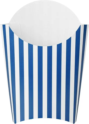 Vista 2 de Restaurantware Bio Tek - Taza de papas fritas desechables de 4.7 x 3.5 x 5.1 pulgadas, 100 vasos desechables para refrigerios, papel azul y blanco
