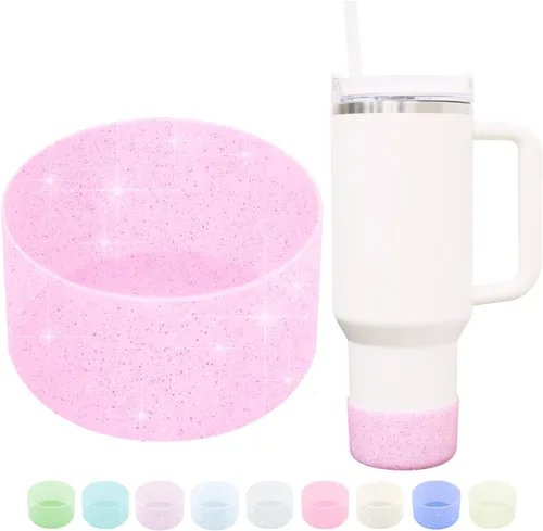 Vista 17 de Funda protectora de silicona con purpurina WORBSS para taza Stanley Cup H2.0 de 20, 30, 40 onzas y botella Hydro Flask de 18-24 onzas con cubierta
