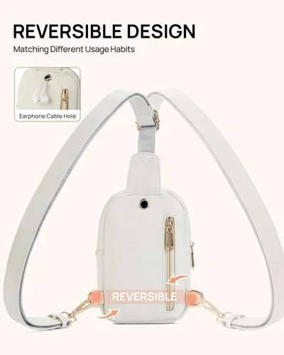 Vista 56 de Telena Riñonera pequeña para mujer, de cuero, cangureras, bolsa de pecho para mujer