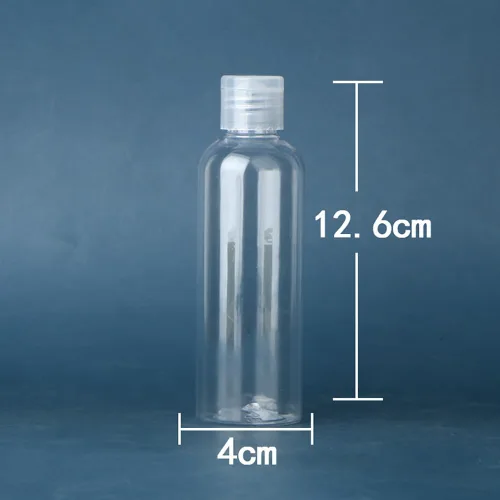 Vista 5 de 8 botellas de viaje de plástico de 3.4 fl oz, recipiente dispensador transparente vacío, botella de líquidos recargables con tapa abatible