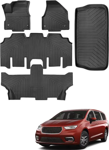 Vista 36 de Alfombrillas para suelo de Dodge Durango 2016-2025 2026 de 6 asientos, protector de carga para todo tipo de clima, TPE resistente, impermeable