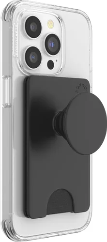 Vista 2 de Cartera para teléfono PopSockets con patada expandible, tarjetero para teléfono - Negro