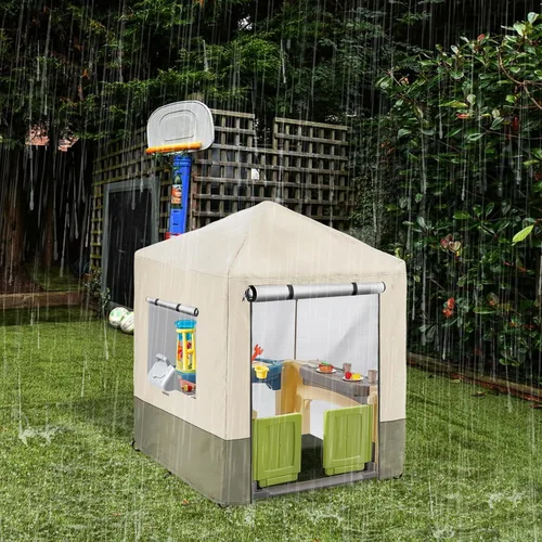 Vista 8 de Funda para casa de juegos para niños al aire libre, cubiertas de casa de juegos resistentes e impermeables de 600D, 142 cm de ancho x 142 cm