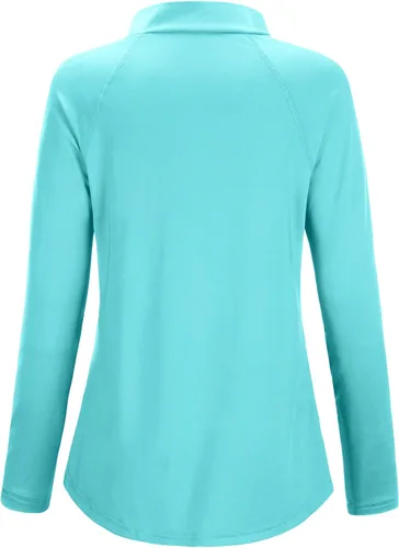 Vista 2 de Cestyle Camiseta ligera de manga larga UPF 50+ con cremallera de 14 para mujer