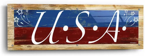 Vista 2 de Epic Art 'USA' de Ed Wargo, arte de pared de vidrio acrílico, 36"x12