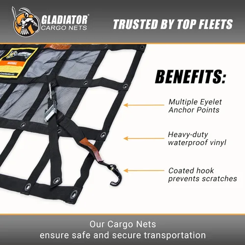 Vista 8 de RED DE CARGA GLADIATOR - Red de carga resistente - (WLL): 1,500 lbs - Accesorio para camioneta - Portador de carga - Organizador de camión