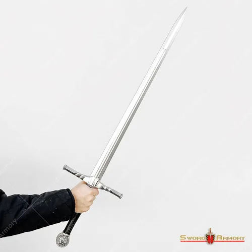 Vista 4 de Espada larga medieval de plata de alta densidad de espuma de alta densidad para cosplay, regalo LARP, plateado, 41 pulg.