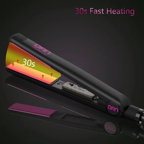 Vista 4 de DAN Technology Plancha plana de cerámica de 1 pulgada, plancha de pelo de temperatura ajustable de 500 grados, calentamiento rápido, doble voltaje