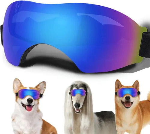 Vista 18 de Gafas de sol para perros pequeños, gafas para perros con correa ajustable, protección UV, adecuadas para perros pequeños Estilo liso-Multicolor