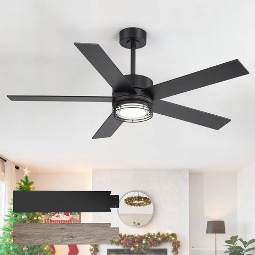 Vista 10 de Ventiladores de techo de 72 pulgadas con luces y control remoto, moderno ventilador de techo negro para sala de estar, patio, cocina, motor CC