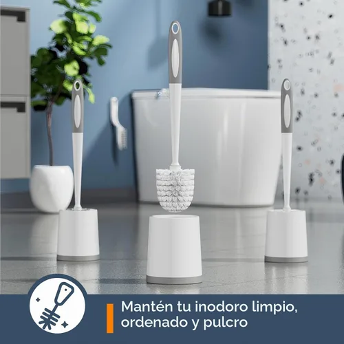 Vista 5 de Holaloha Cepillo de inodoro, paquete de 3 cepillos de inodoro para baño con soporte, accesorios de baño, cepillo de inodoro con 3 cepillos