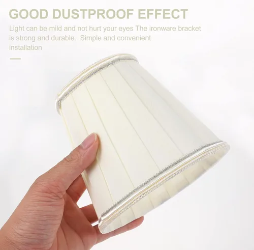 Vista 4 de Beaupretty Pantalla de lámpara pequeña para lámparas de mesa y luz de pie con clip de repuesto para pantalla de tela, cubierta de luz, color beige
