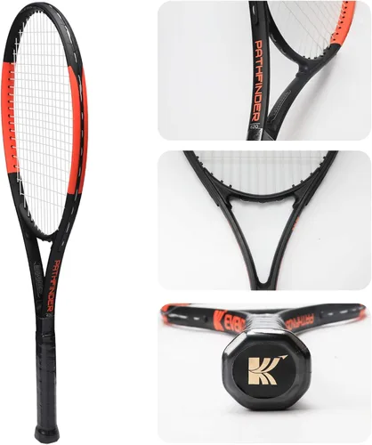 Vista 4 de KEVENZ Raqueta de tenis con bolsa de transporte, raqueta de tenis de entrenamiento profesional para mujeres, hombres y adultos, ligera y a prueba