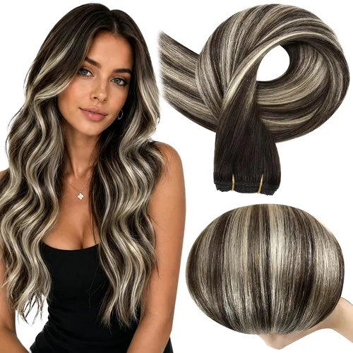 Vista 52 de Full Shine Extensiones de trama de cabello humano, cabello natural negro brillante, para mujeres, 1.76 oz (50 g), 10 pulgadas (25.4 cm), cabello