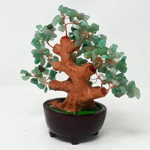 Vista 4 de Feng Shui HN130 - Árbol de dinero de cristal verde natural para la riqueza y la suerte