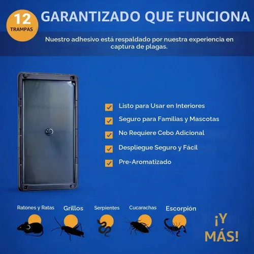 Vista 7 de Trampas de pegamento para interiores para el hogar, paquete de 12, trampas de pegamento a granel para ratas, ratones, serpientes y lagartos,