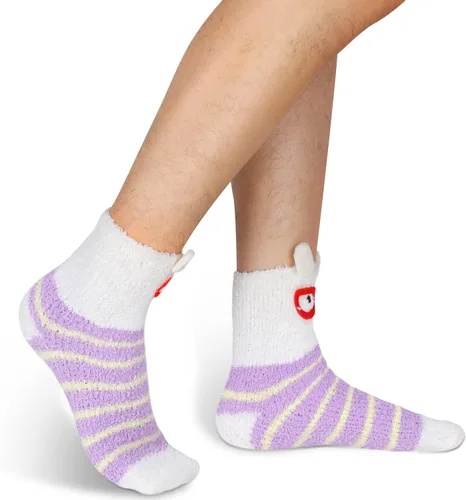 Vista 5 de Calcetines mullidos para hombre, unisex, lindos animales, acogedores, divertidos, esponjosos, cálidos, de invierno, de felpa, para dormir, regalos