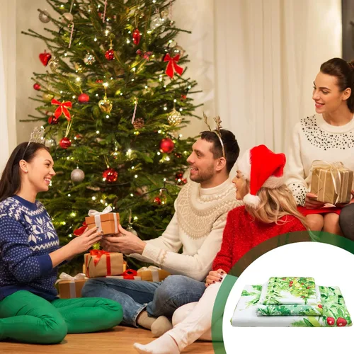 Vista 5 de Preboun Juego de 3 toallas de baño de árboles de Navidad, toallas de mano ligeras de Navidad, toallas de baño de árbol verde de invierno, toallas