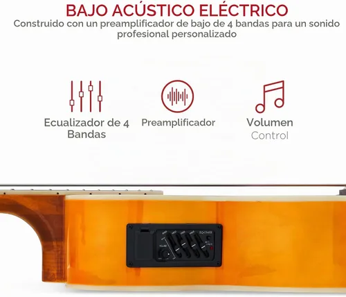 Vista 3 de Best Choice Products Guitarra Bajo Eléctrica Acústica, Tamaño Completo de 4 Cuerdas, Guitarra Bajo con Trastes con Funda de Transporte Acolchada