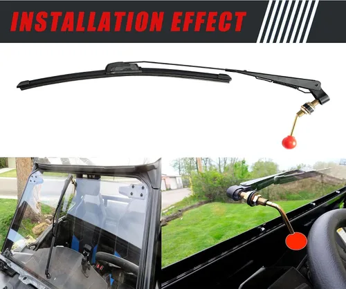 Vista 2 de Boine 2 Set 15.7" Kit de Limpiaparabrisas Manual Operado a Mano para UTV Compatible con UTV, Carrito de Golf, Polairs RZR, Ranger, Can Am X3