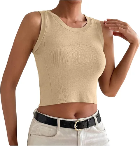 Vista 6 de Tanques entrenamiento Mujeres sólido Bodycon camisola Chaleco ropa Cuello Redondo túnica Deportiva Camis Club Camisas