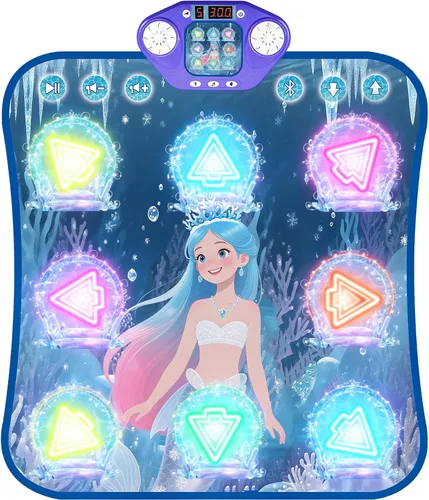Vista 12 de Nueva Alfombrilla de Baile Electrónica de 8 Flechas Mejorada con Luz LED y Bluetooth Inalámbrico, Juguete de Baile con Música con 3 Modos de Juego