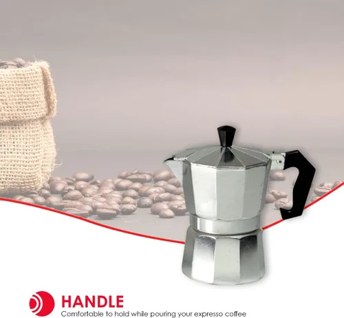 Vista 2 de Home Basics Máquina de café expreso de aluminio de 5 onzas, 3 tazas