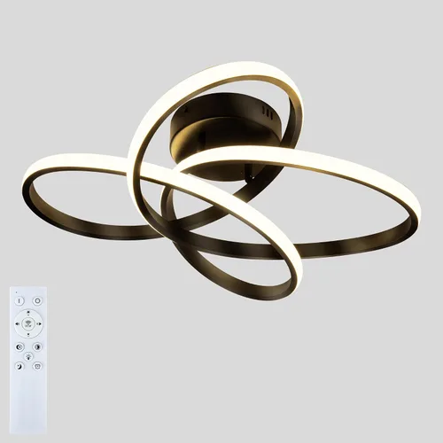 Vista 11 de Lámpara de techo moderna, lámpara de techo regulable LED de 36 W con control remoto, cambio de temperatura de color, pequeña lámpara de araña dorada