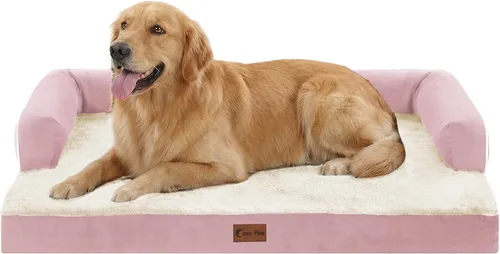 Vista 38 de Cama ortopédica para perros extragrandes, cama de espuma XL con forma de caja de huevos impermeable con lados 45x35 pulgadas, cama de sofá