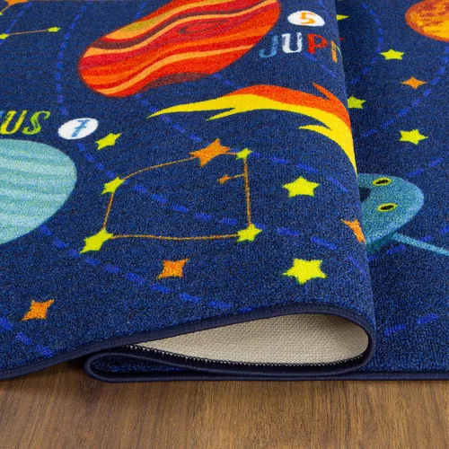 Vista 7 de KC Cubs 8x10 Alfombra de Coches de Juguete del Sistema Solar del Espacio Exterior – Alfombra de Juego Educativa para Niños, Pequeños, Guardería