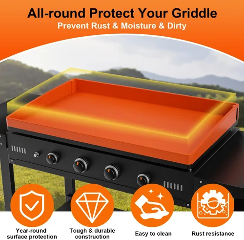 Vista 4 de Funda protectora de silicona para parrilla de 36 pulgadas para Blackstone, protector de parrilla de silicona con borde completo, accesorios