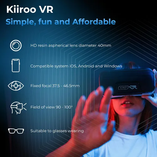 Vista 2 de Kiiroo VR Headset for Phone - Optimized for VR Content - for iPhone, Android & Windows - Fits 5.5"-7.2" Devices - Glasses-Friendly - 40mm HD Resin