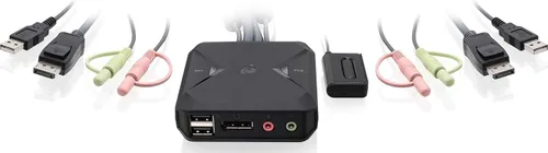 Vista 12 de IOGEAR Conmutador KVM USB HDMI con cable de 2 puertos - 1920 x 1200 60Hz - Interruptor de botón remoto o tecla de acceso directo - Estéreo 2.1