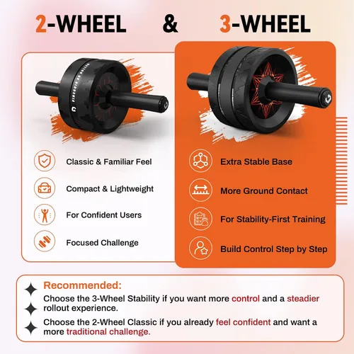 Vista 2 de VINSGUIR Rueda de rodillo abdominal, abdominales y equipo de entrenamiento para gimnasio en casa con accesorios para rodilleras, rueda abdominal