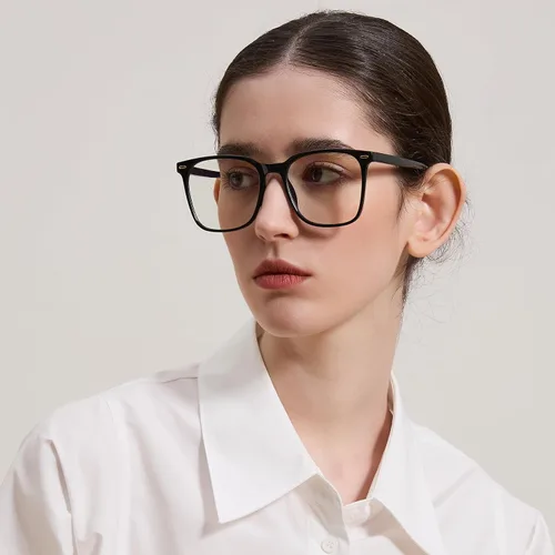 Vista 3 de Gafas cuadradas de gran tamaño con bloqueo de luz azul para mujeres y hombres, antifatiga para monitor de computadora, reducen la fatiga ocular