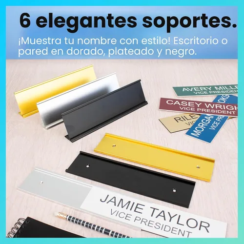 Vista 7 de ExcelMark Placa de identificación grabada personalizada de 2 x 8 pulgadas con esquinas cuadradas