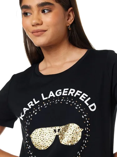 Vista 4 de Karl Lagerfeld Paris Camiseta de manga corta con lentejuelas para mujer