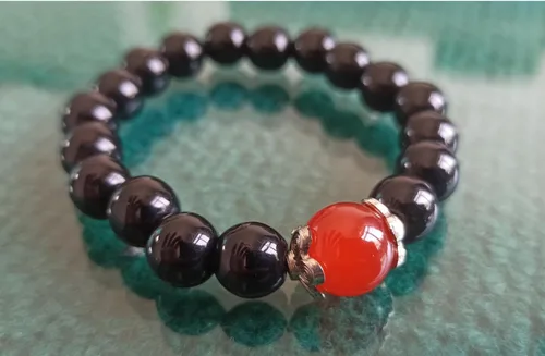 Vista 2 de TUOYUANPU Pulsera de obsidiana de 0.394 pulgadas para hombre y mujer, Feng Shui, regalo para niños y niñas, Piedra