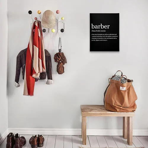 Vista 5 de PHAMTE Arte de pared de definición de peluquería, decoración de peluquería moderna, impresión de citas de barbería enmarcadas, pintura en lienzo